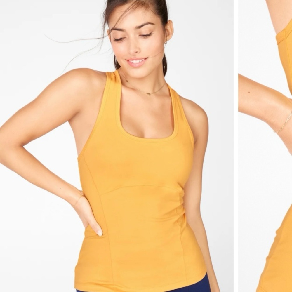 Fabletics XXL Ochre Yellow Phoenix Racerback Tank